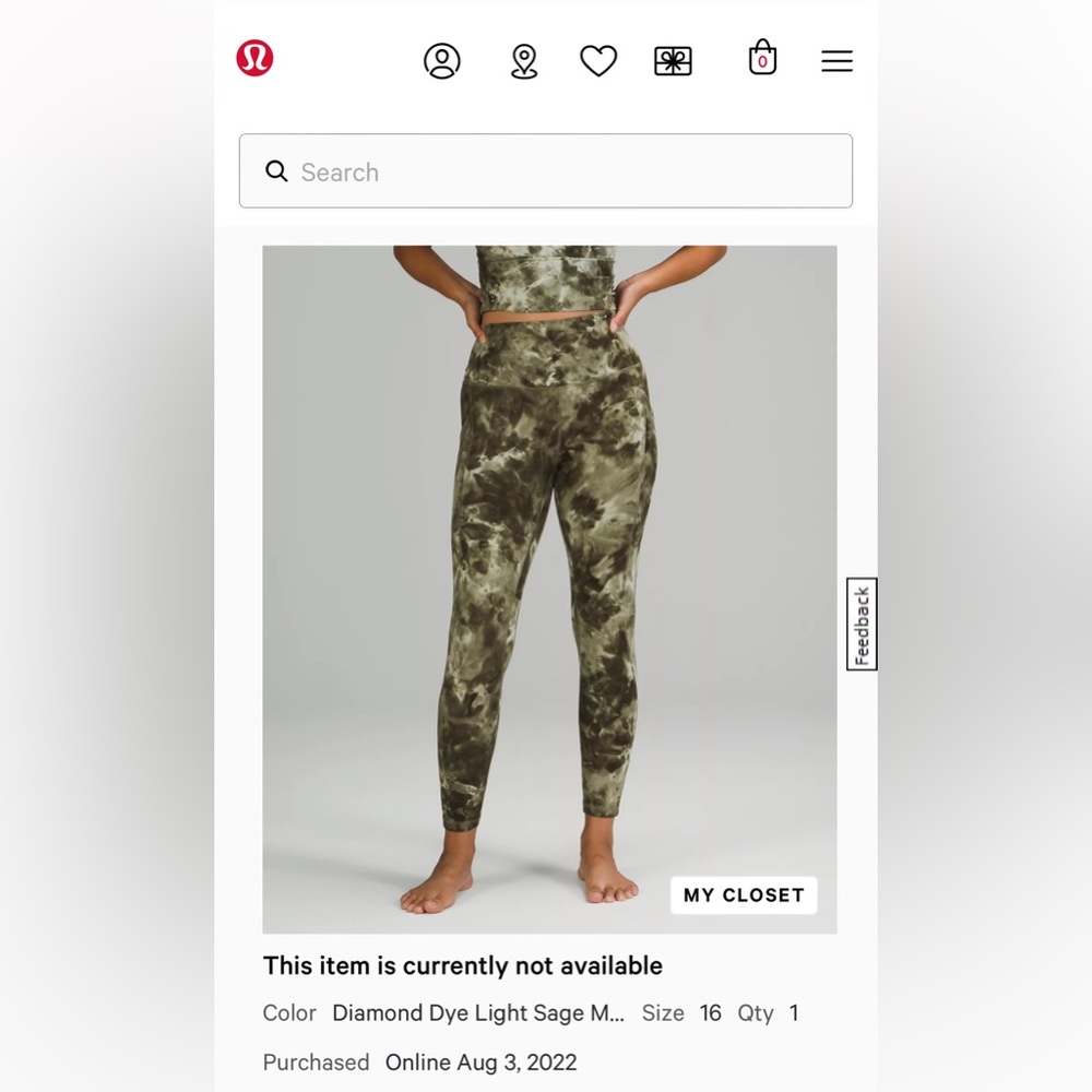 lululemon Align™ High-Rise Pant with Pockets 25"
Diamond Dye Light Sage
Size 16